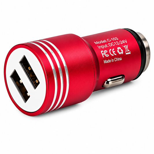 Cargador con 2 Puertos USB Rojo