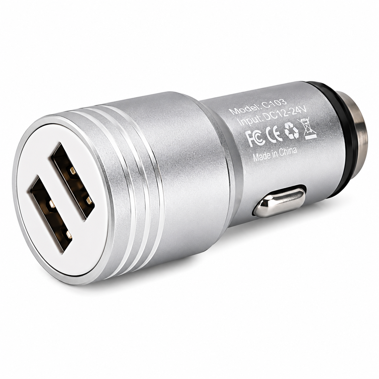Cargador con 2 Puertos USB Plata