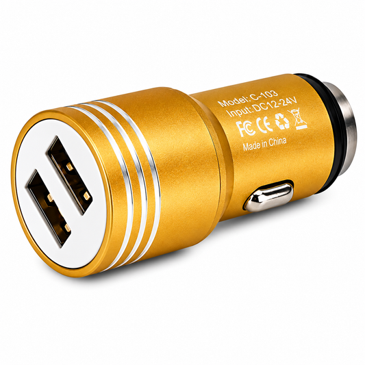 Cargador con 2 Puertos USB Dorado
