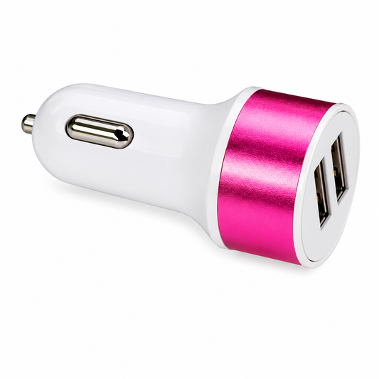 Cargador con 2 Puertos USB BLANCO-ROSADO