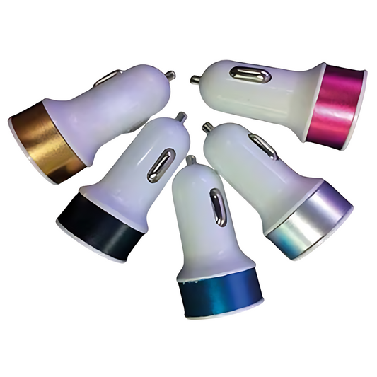 Cargador con 2 Puertos USB BLANCO-ROSADO