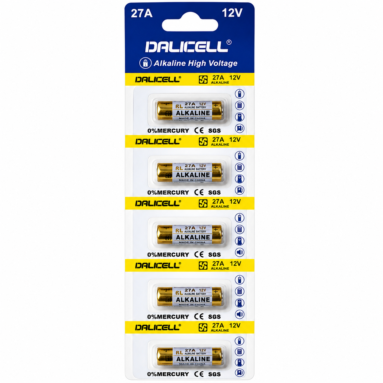 Set 5 Pilas Alcalina Dalicell 27A 12V
