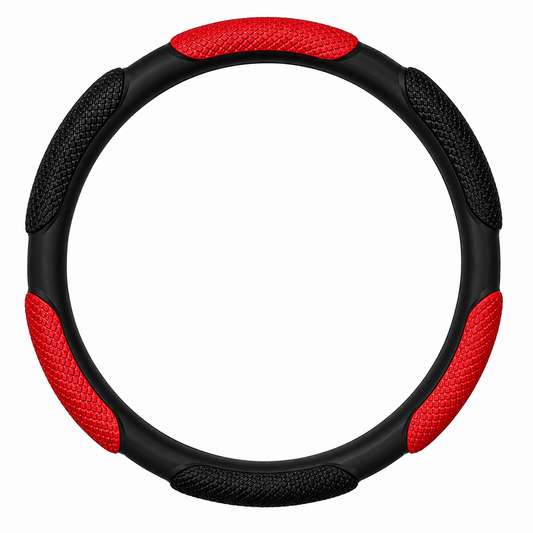 Cubre Volante Semi Cuero NEGRO-ROJO