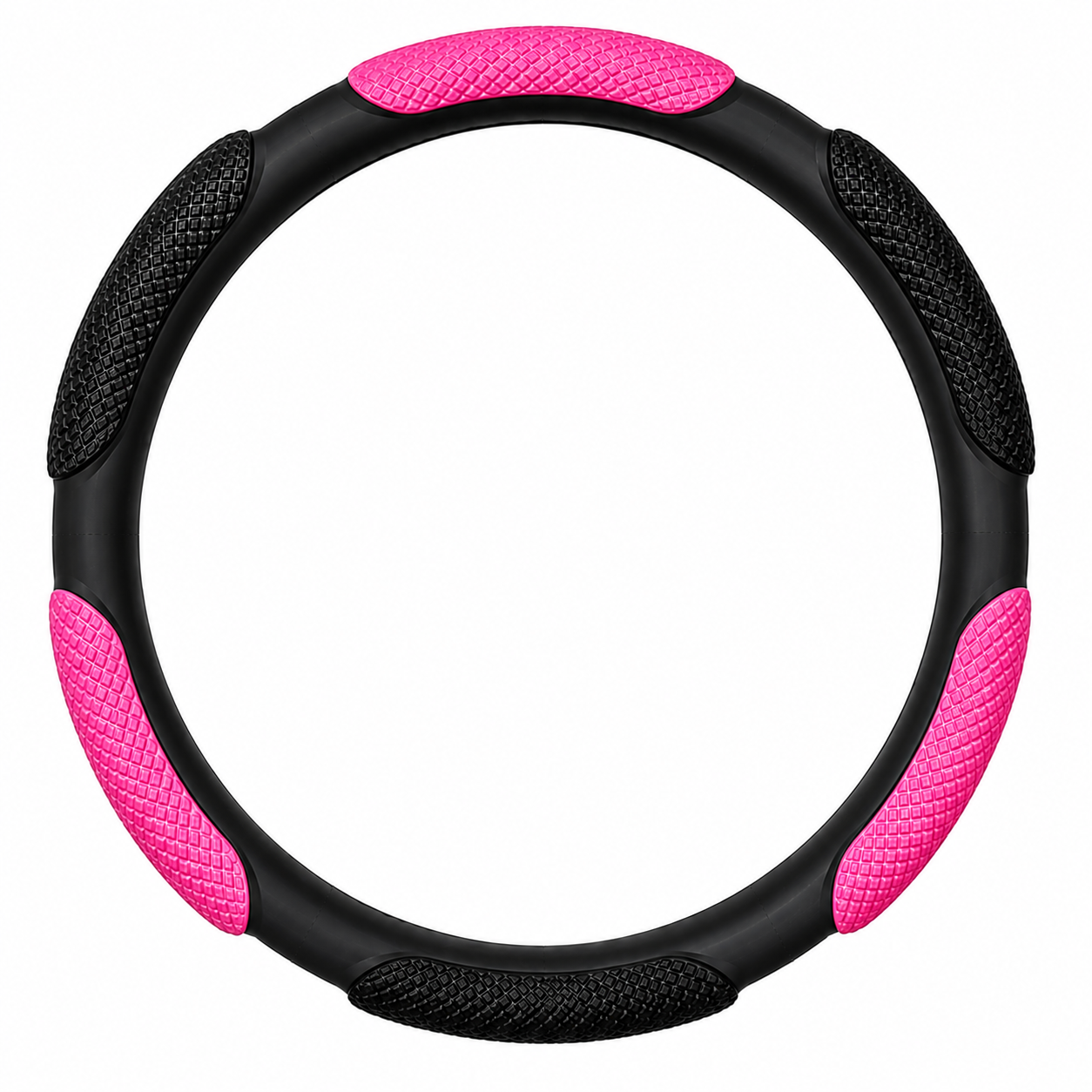 Cubre Volante Semi Cuero NEGRO-ROSADO