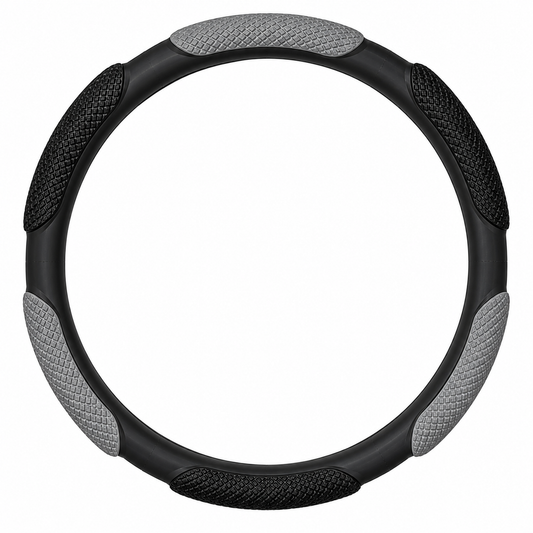 Cubre Volante Semi Cuero NEGRO-GRIS