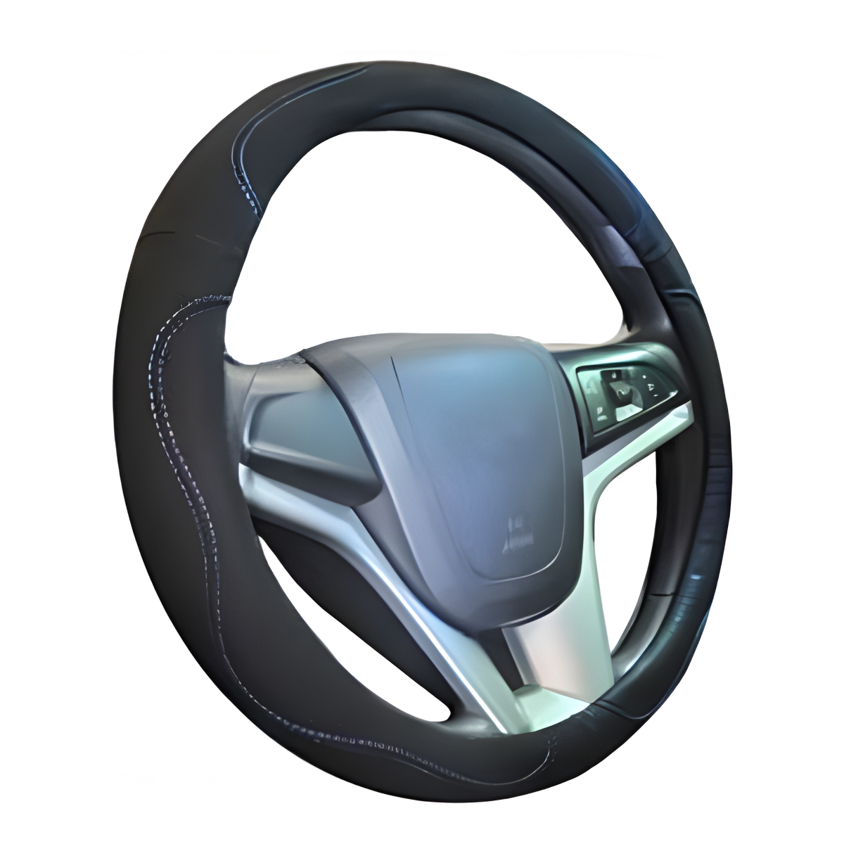 Cubre Volante Eco Cuero Negro Hilo Verde