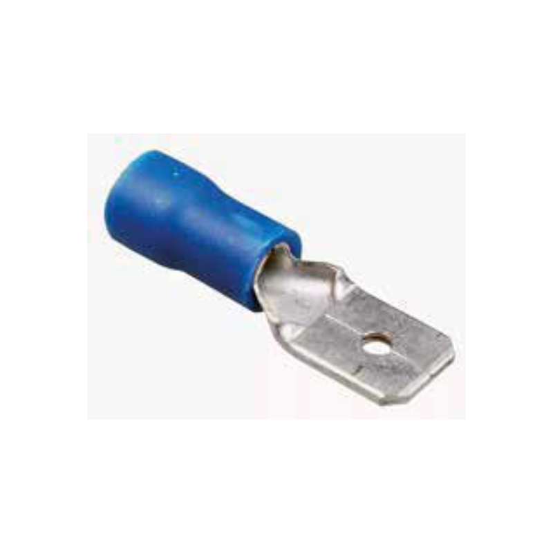 Terminal electrico macho con forro azul