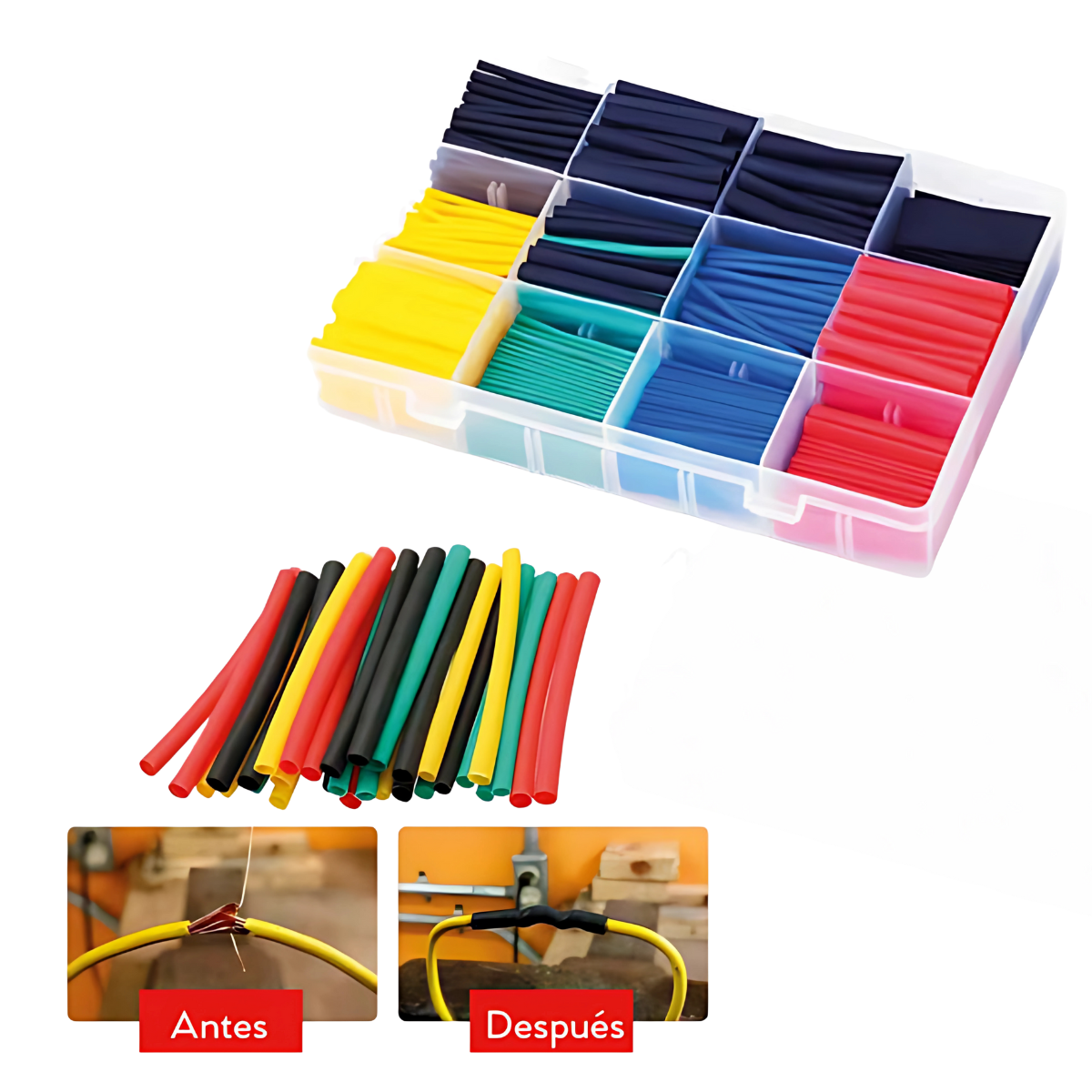Kit Tubos Termoretractil Colores Mixtos 530 Piezas