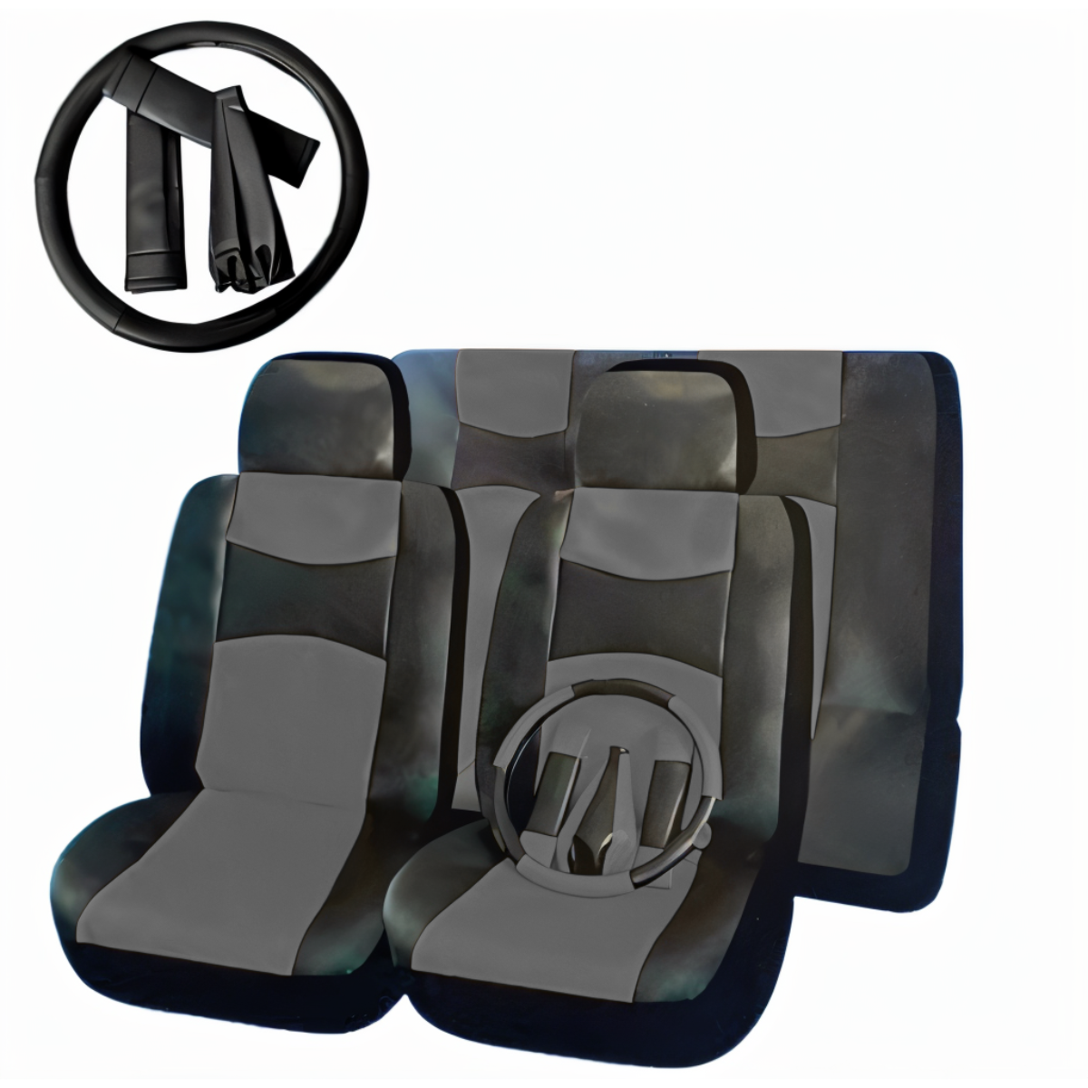 Funda Asiento Cuerina Racing Negro/Gris
