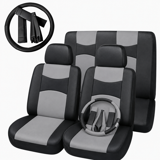 Funda Asiento Cuerina Racing Negro/Gris