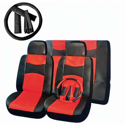 Funda Asiento Cuerina Racing Negro/Rojo