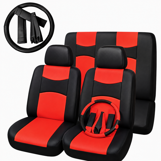 Funda Asiento Cuerina Racing Negro/Rojo